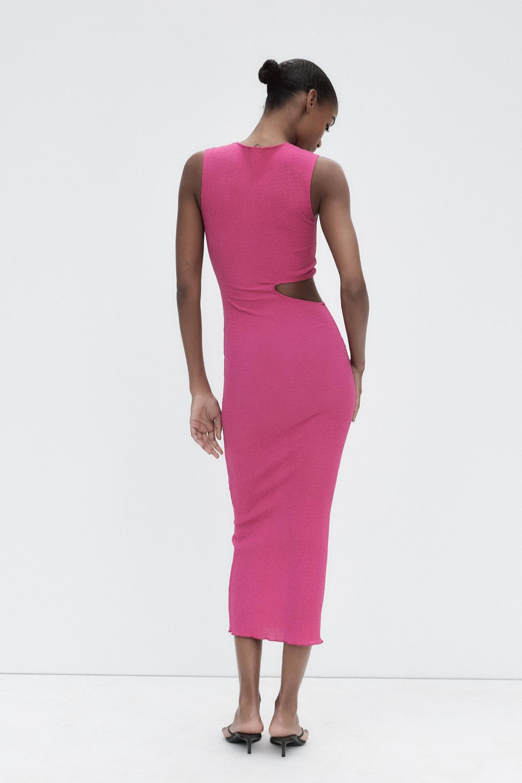 LONG TEXTURED CUT OUT DRESS Product Image