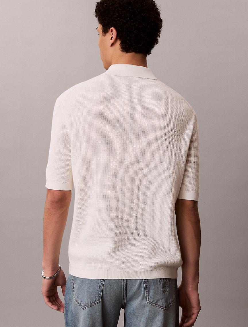 Waffle Cotton Polo Sweater Product Image