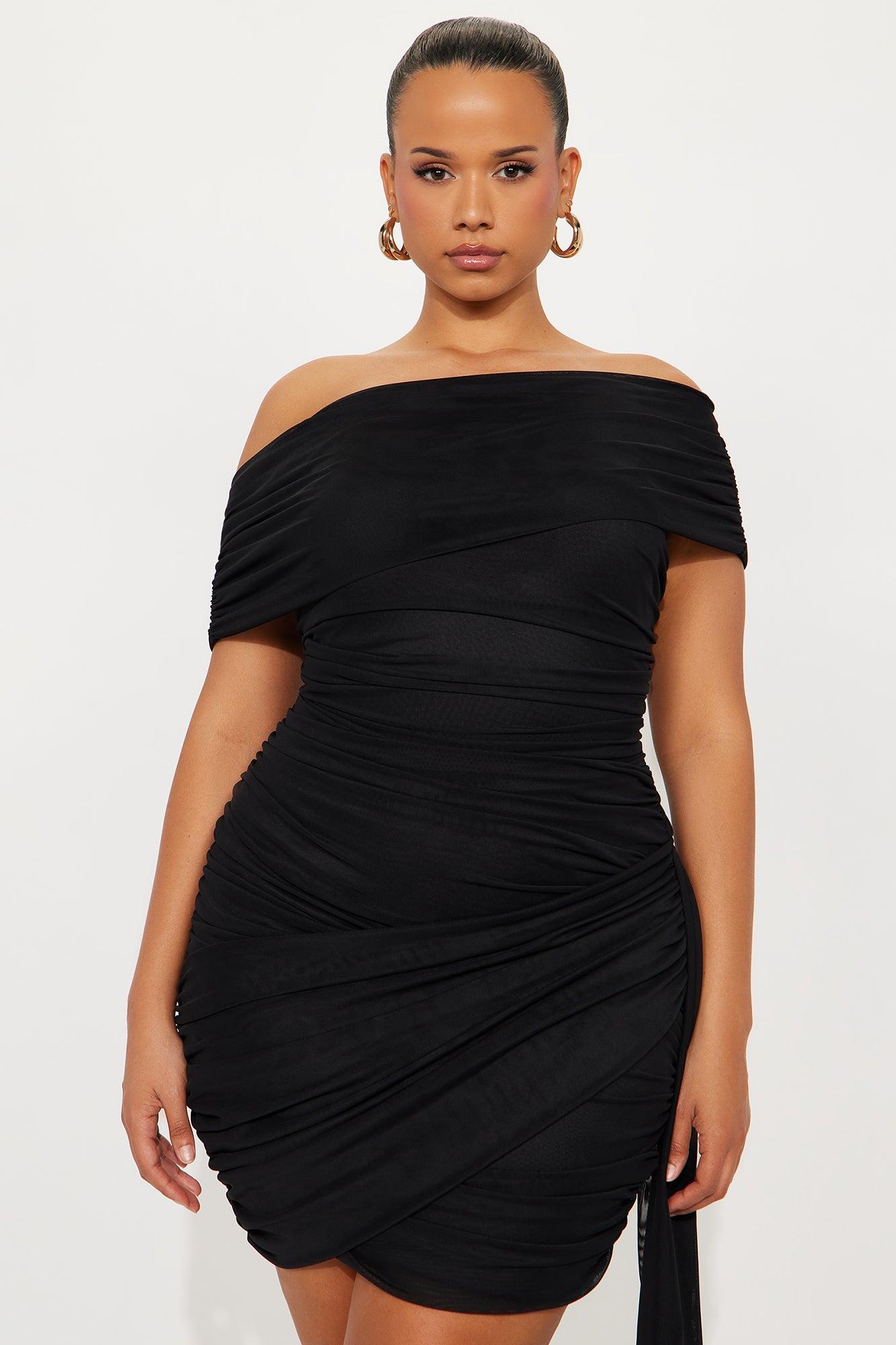 Laylah Draped Mesh Mini Dress - Black Female Product Image