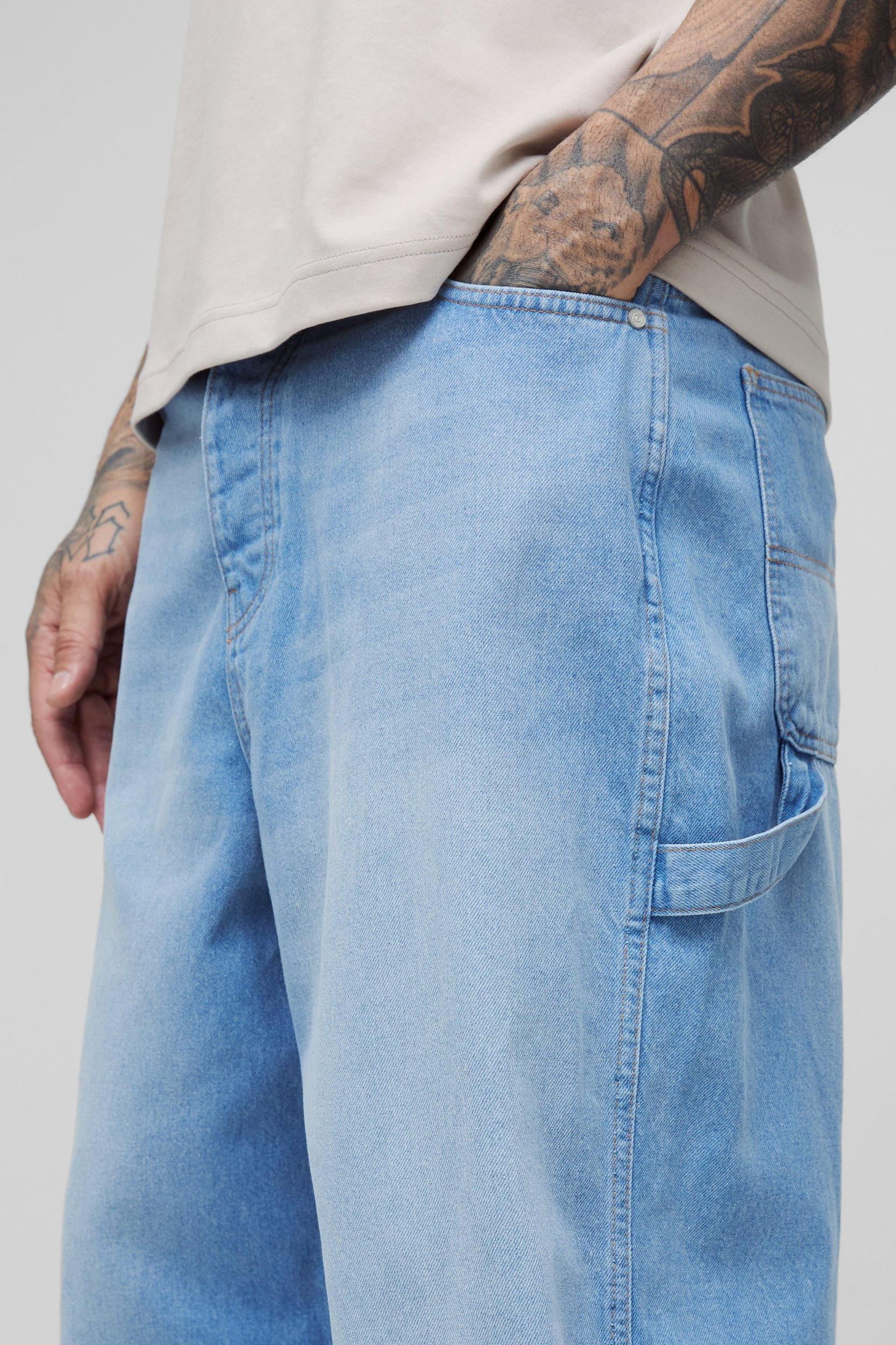 Tall Adjustable Waist Balloon Fit Carpenter Jeans | boohooMAN USA Product Image