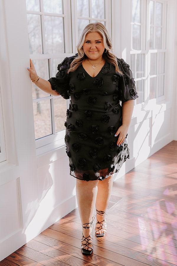 Dream Come True Applique Mini Dress in Black Curves Product Image