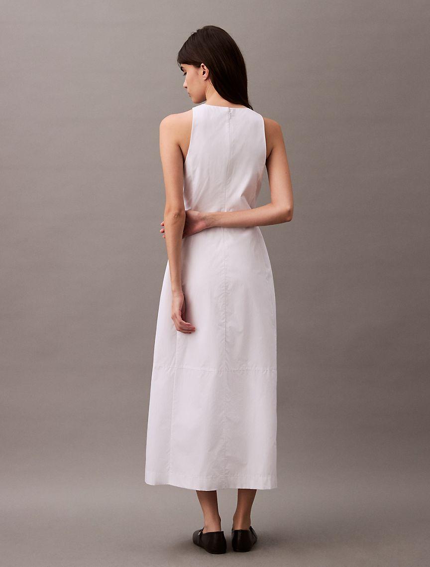 Calvin Klein Women's Cotton Poplin Sleeveless Midi Dress - White - 2 Product Image