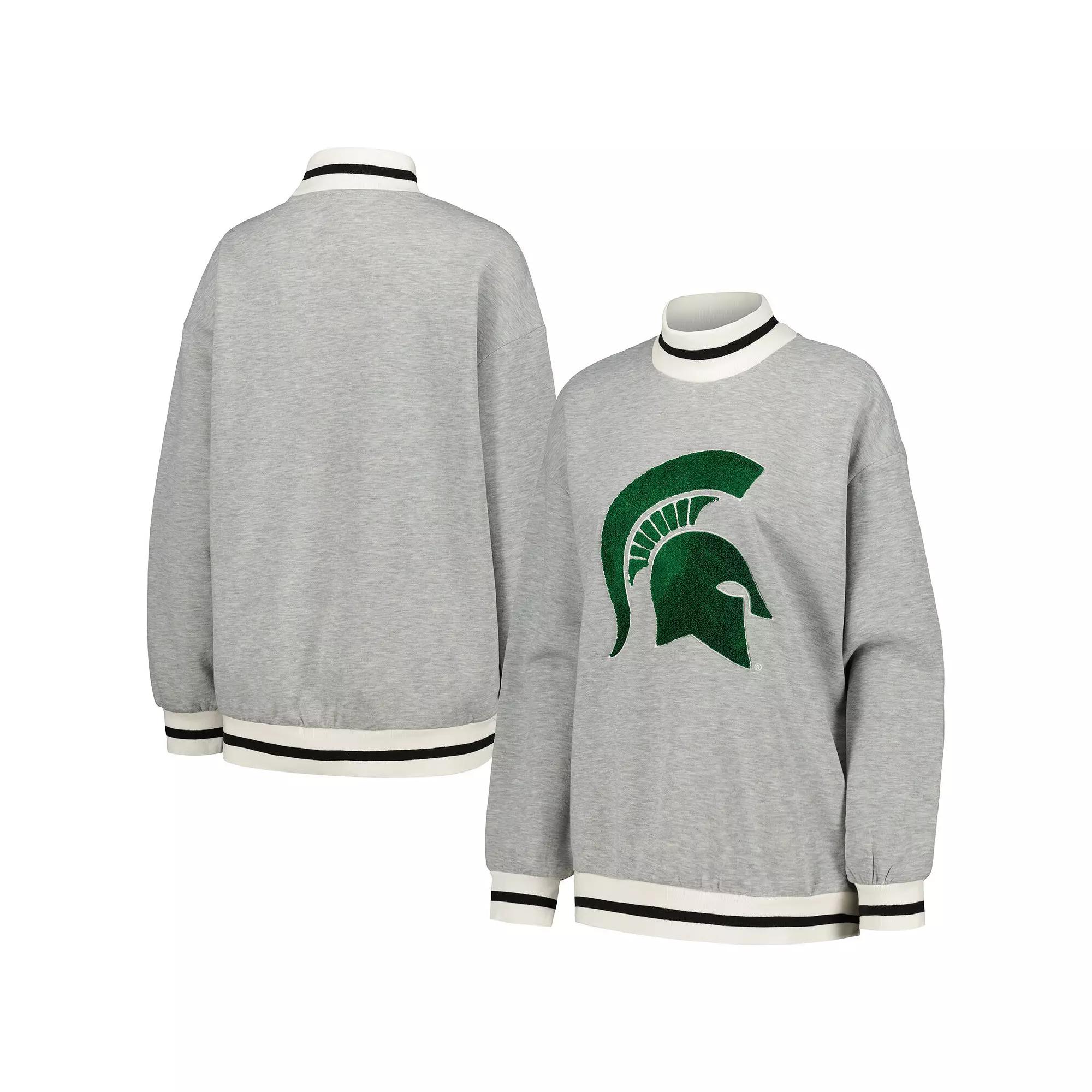 Women's Gameday Couture Ash Michigan State Spartans In It To Win It Sporty Mock Neck Pullover Sweatshirt, Size: XL, Black Product Image