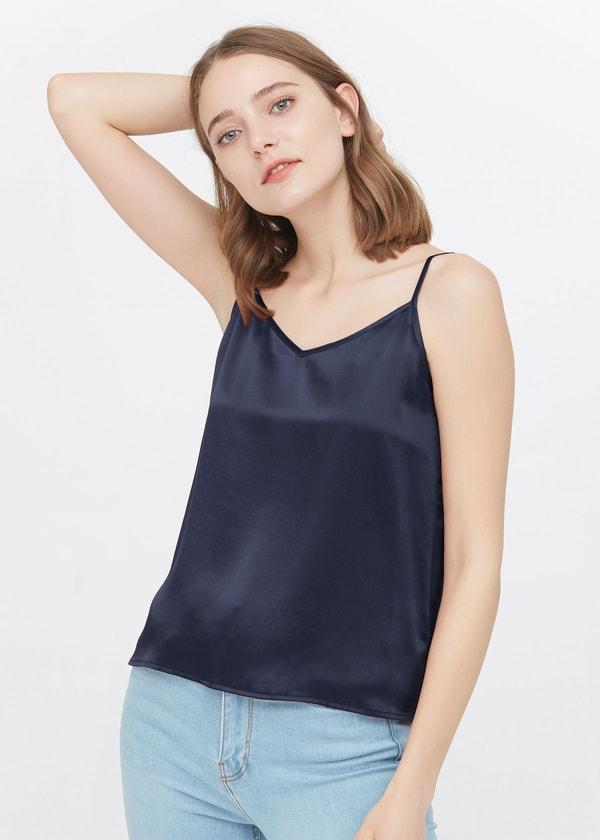  V Neck Front and Back Silk Camisole Product Image