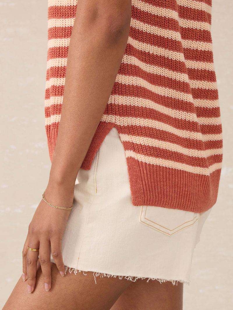 Miramar Linen Sweater Tank - Sandstone Stripe Product Image