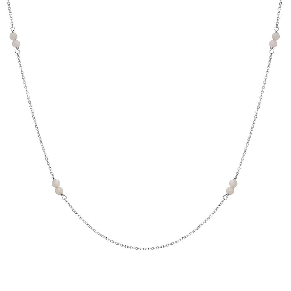 Gemistry Sterling Silver Gemstone Bead Station Necklace, Womens Black Spinel Product Image