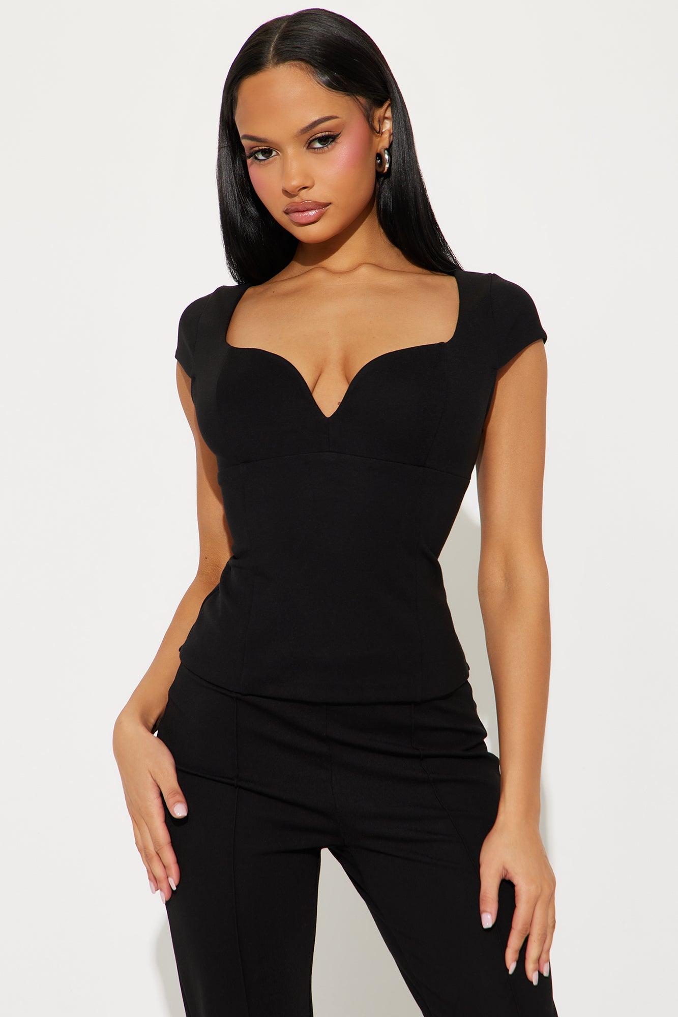 The Mia Double Ponte Lined Pant Set - Black Product Image