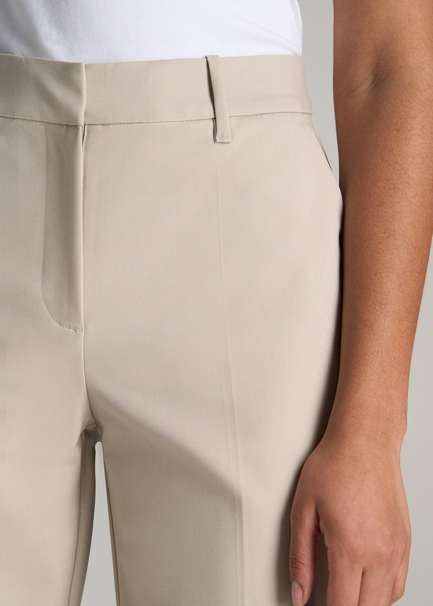 Flat Front Tapered Dress Pants for Tall Women in Stone Female Product Image