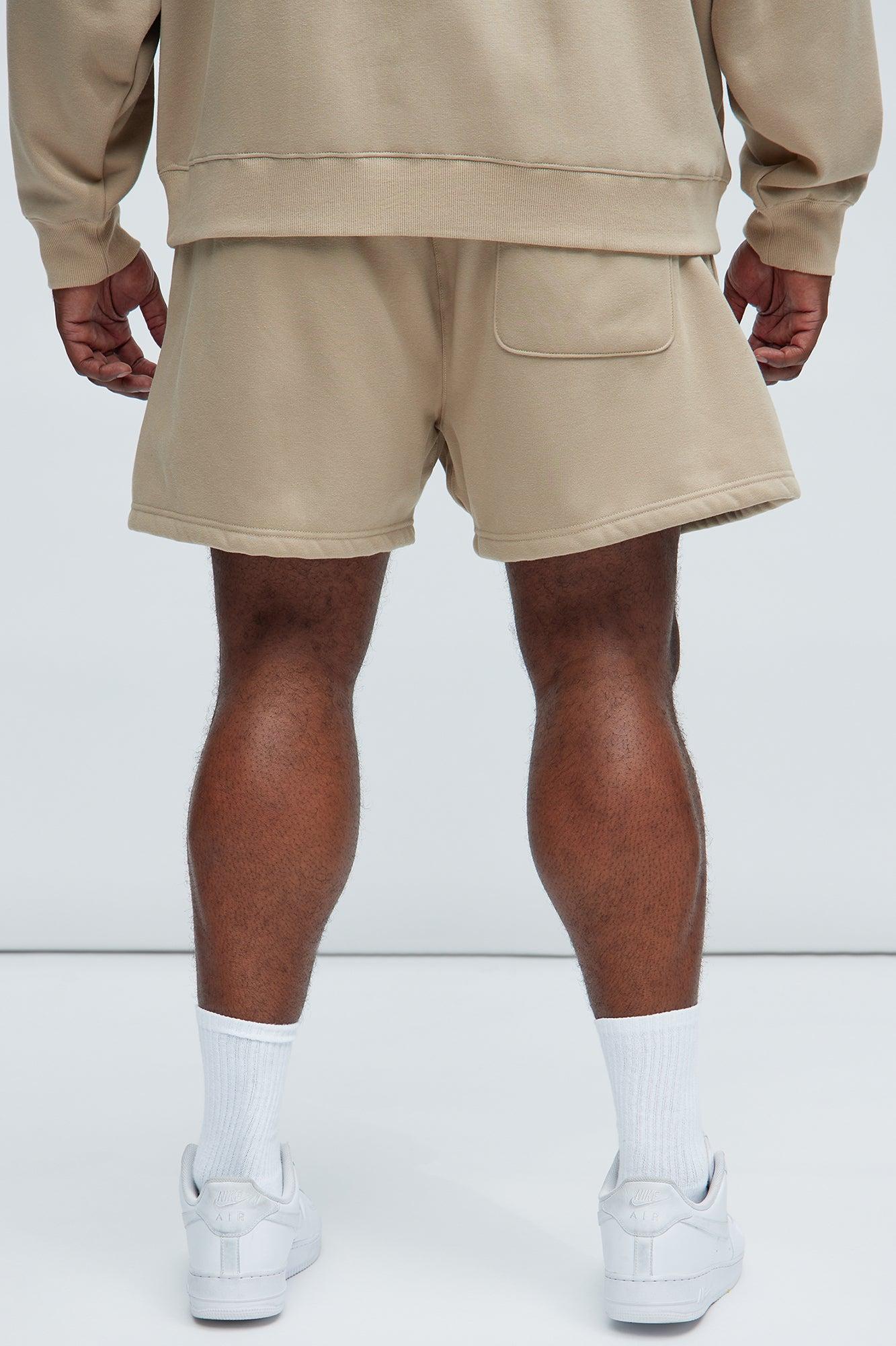 Tyson Novamen Oversize Heavyweight Sweat Shorts - Taupe Product Image