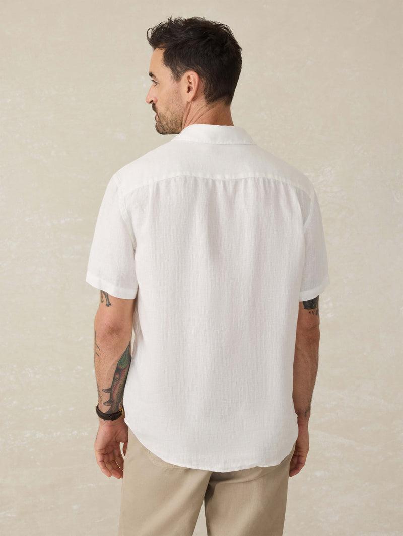 Short-Sleeve Palma Linen Shirt - Bright White Basketweave Product Image