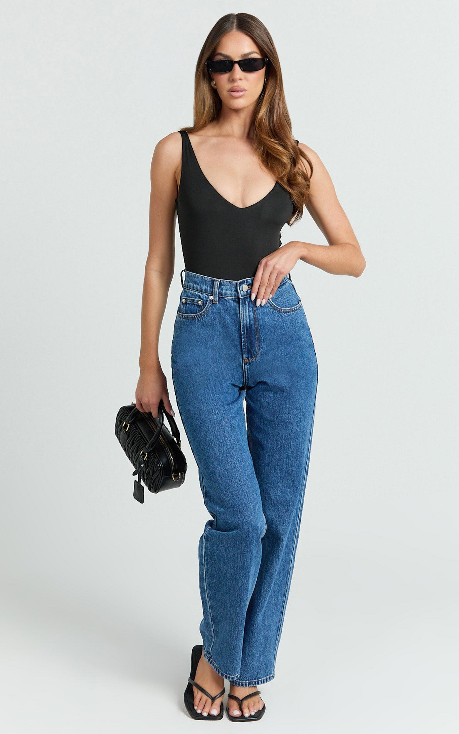 Jamie Bodysuit - V Neck Bodysuit in Black Product Image