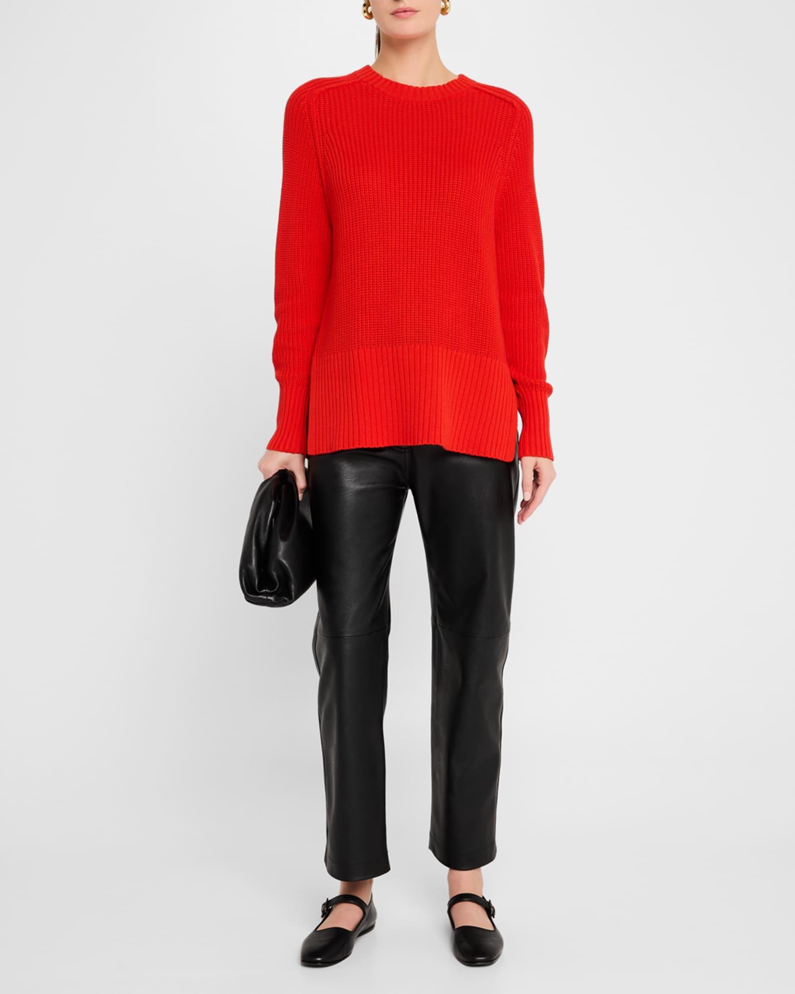 Saddle-Sleeve Cotton Crewneck Sweater Product Image