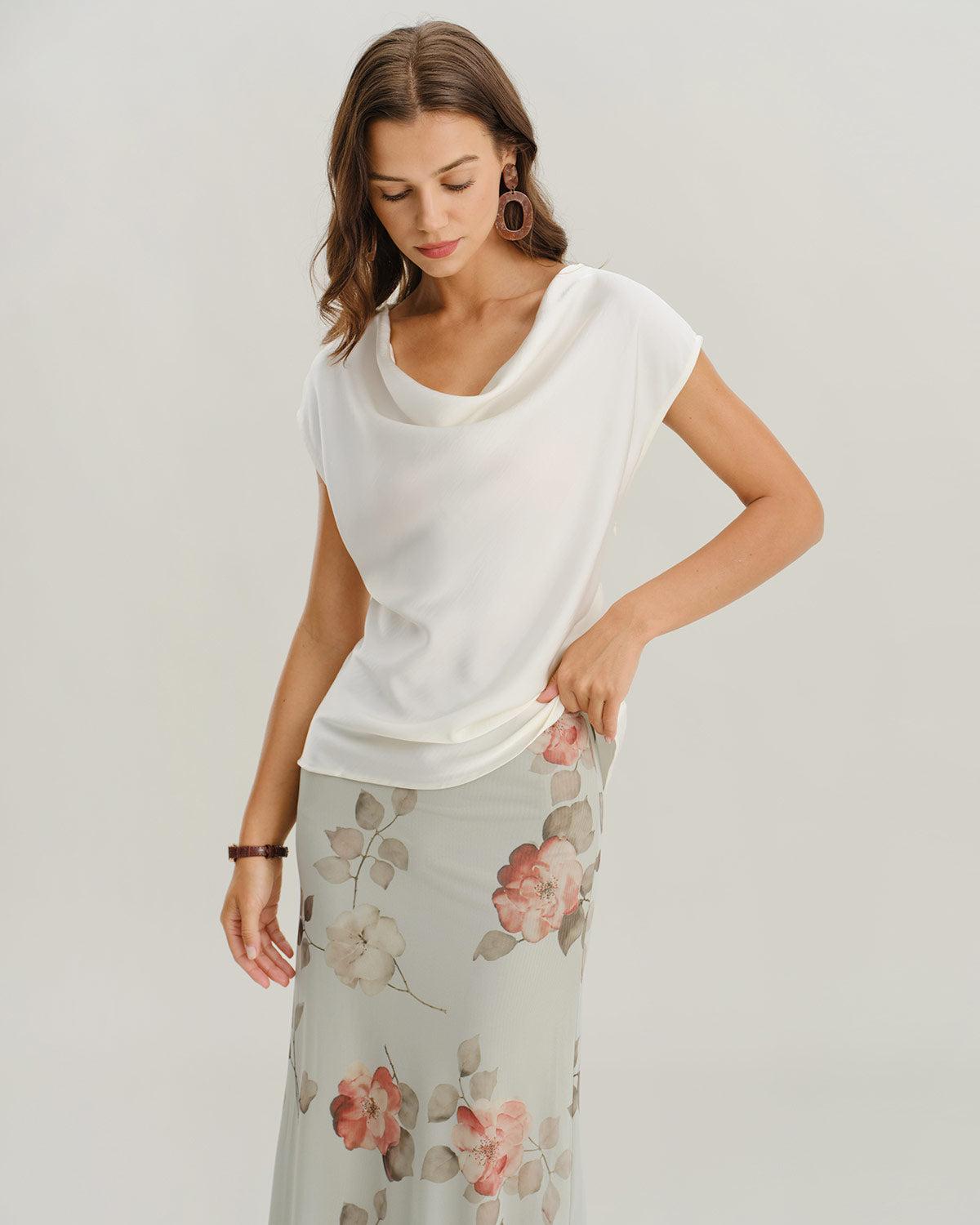 Apricot Cowl Neck Loose Tee Product Image