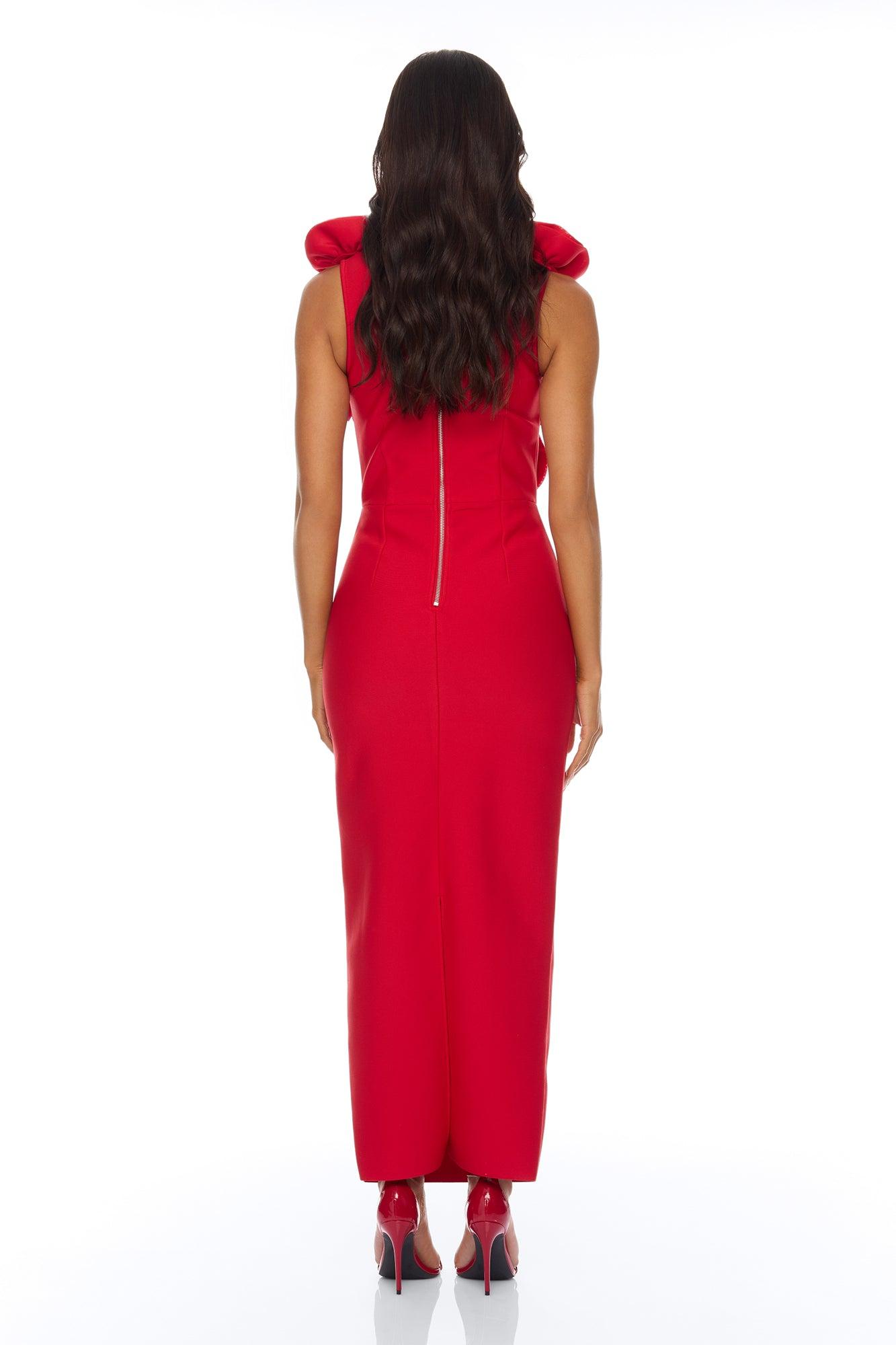 Rosalia Rosette Bandage Maxi Dress - Red Female Product Image