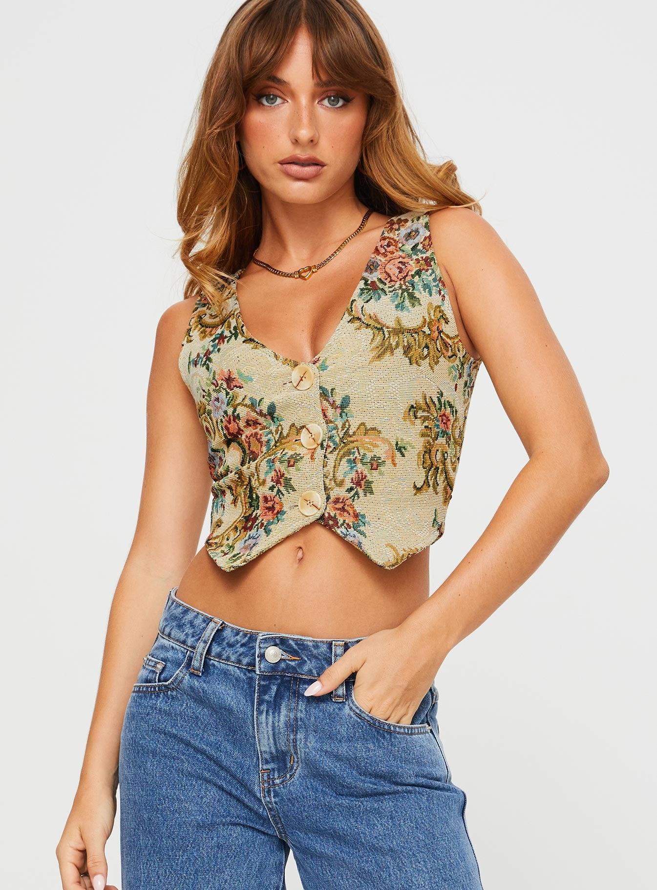 Brinna Jacquard Vest Top Multi Product Image