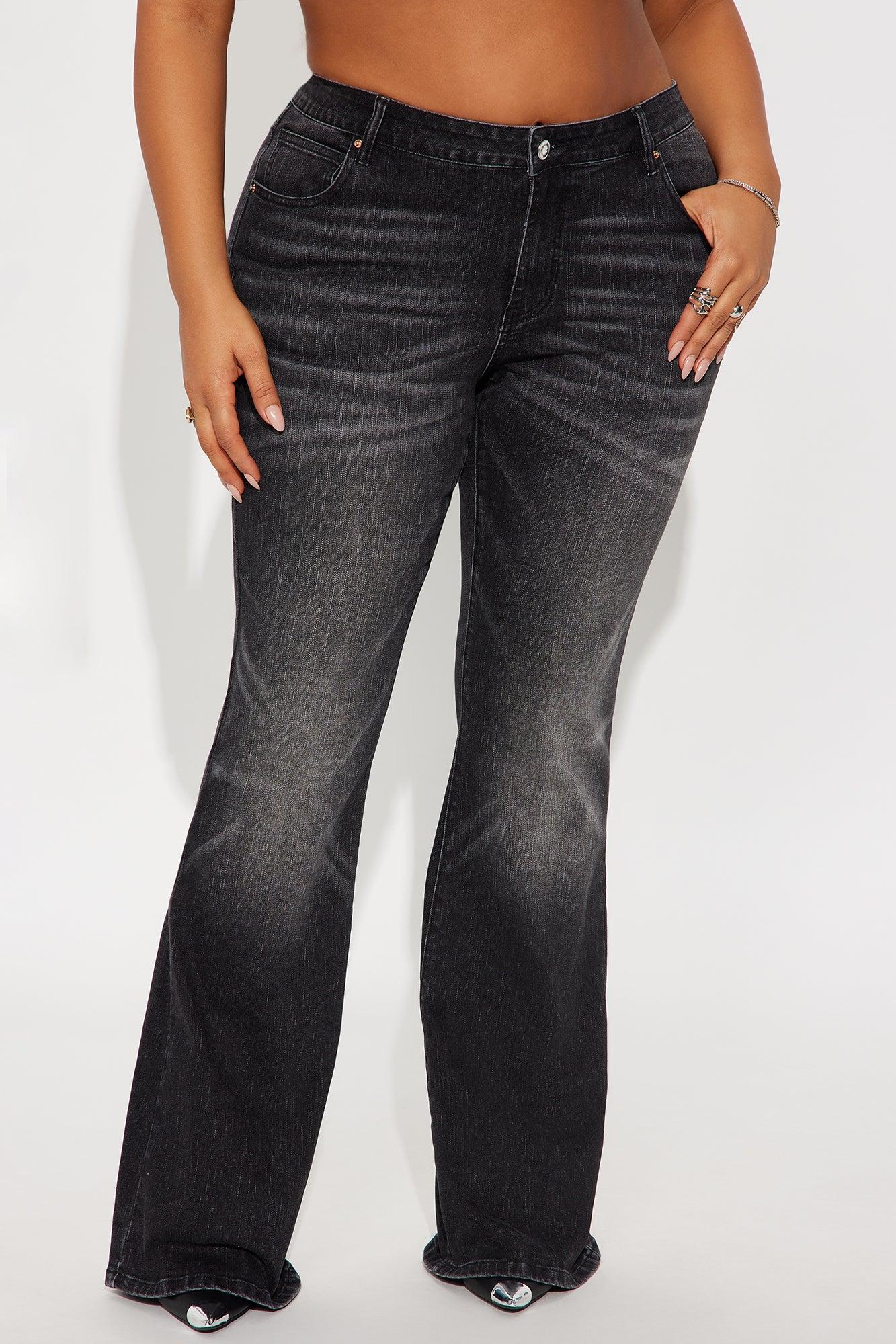 Forever Stretch Low Rise Flare Jeans - Black Wash Female Product Image