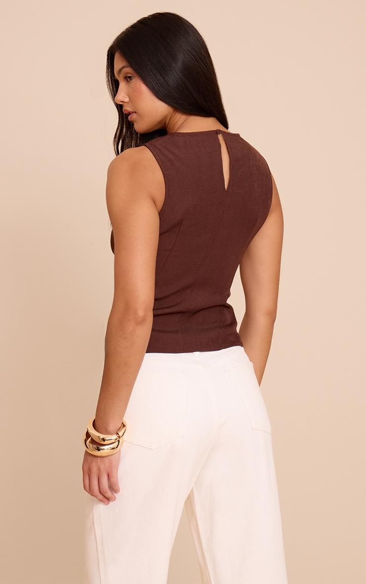 Chocolate Fitted Woven Long Top Product Image