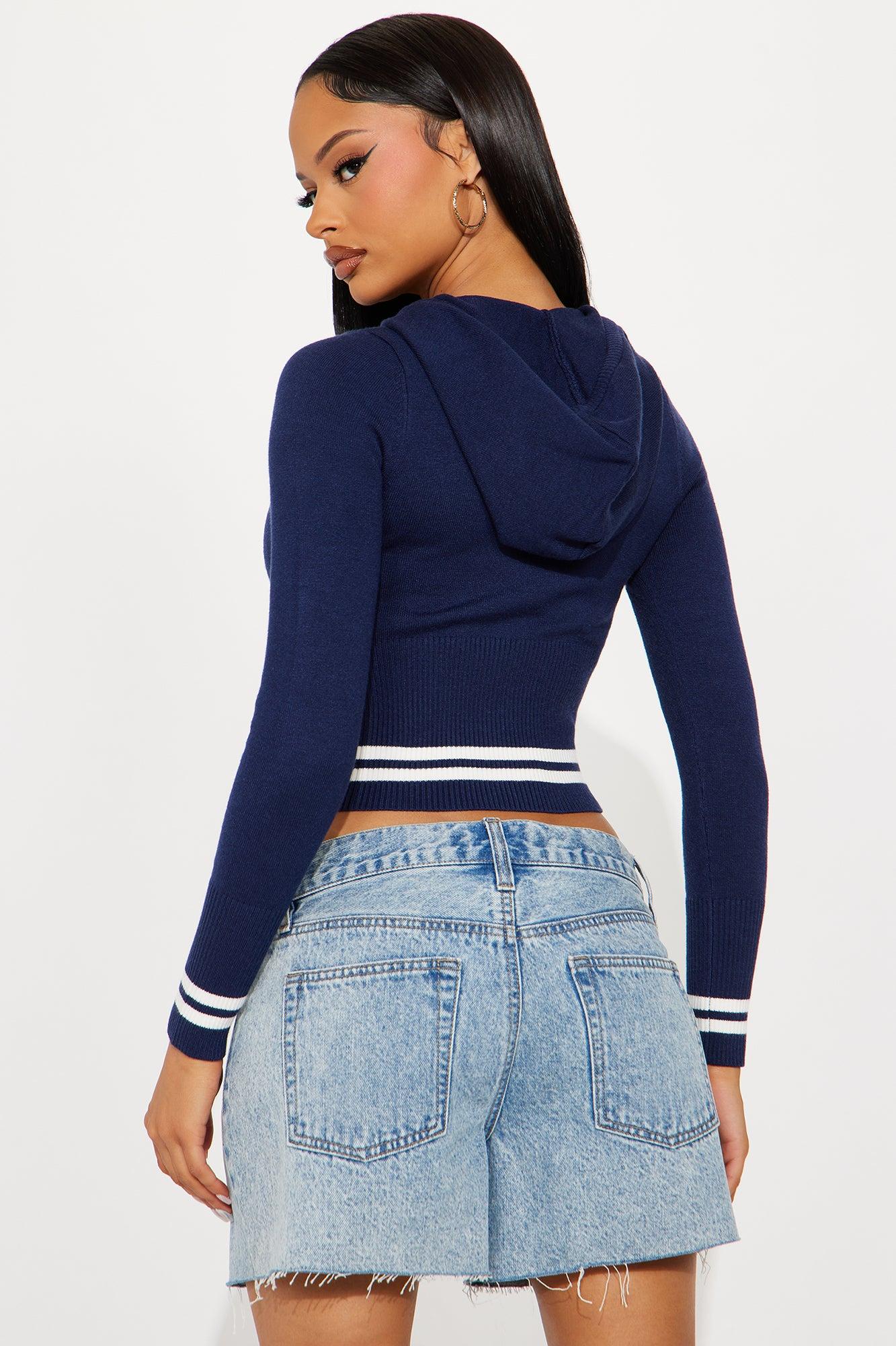 Daydreaming Front Zip American Star Cardigan - Navy/combo Product Image