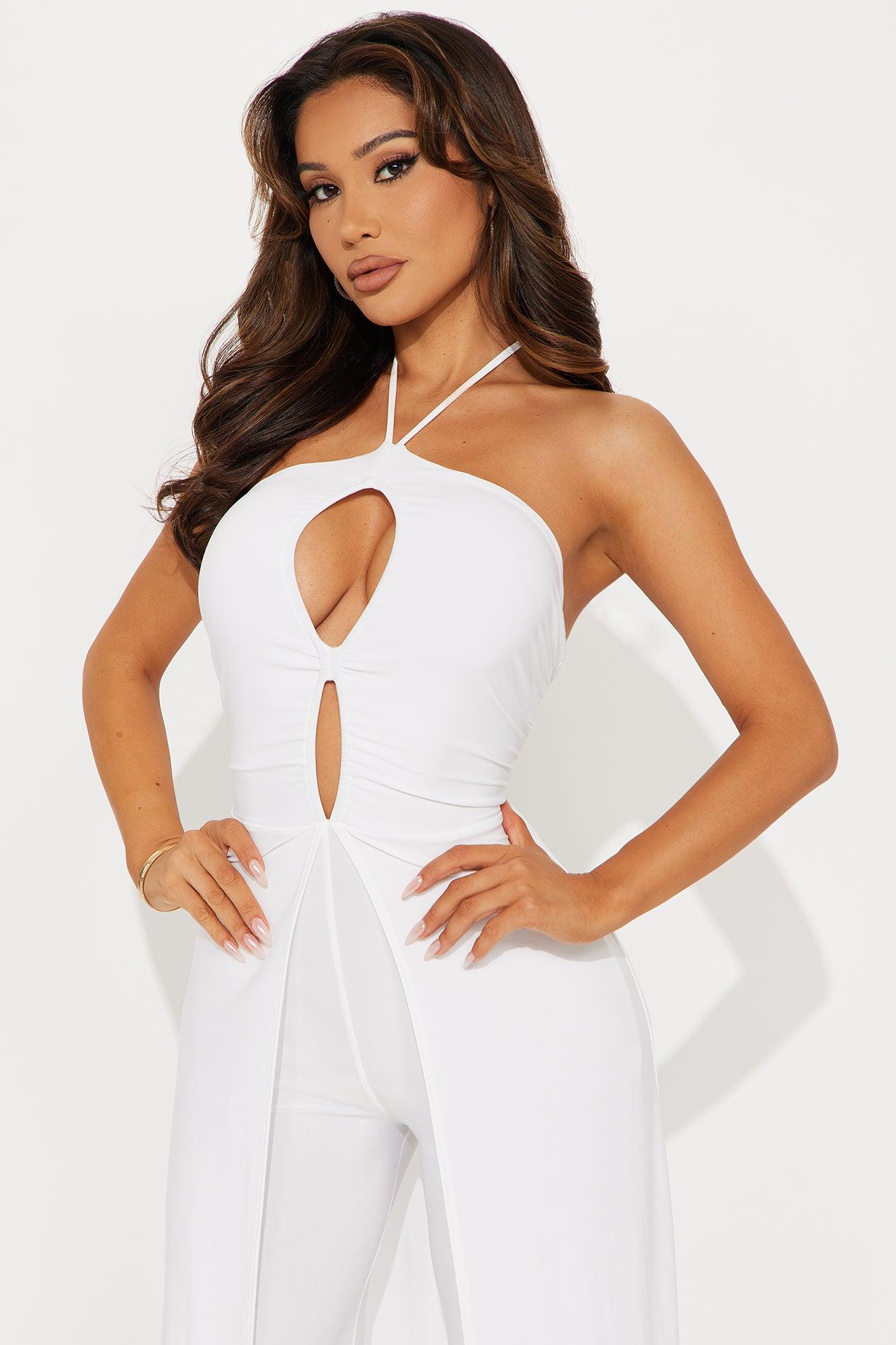 Liana Straight Leg Jumpsuit - White Product Image