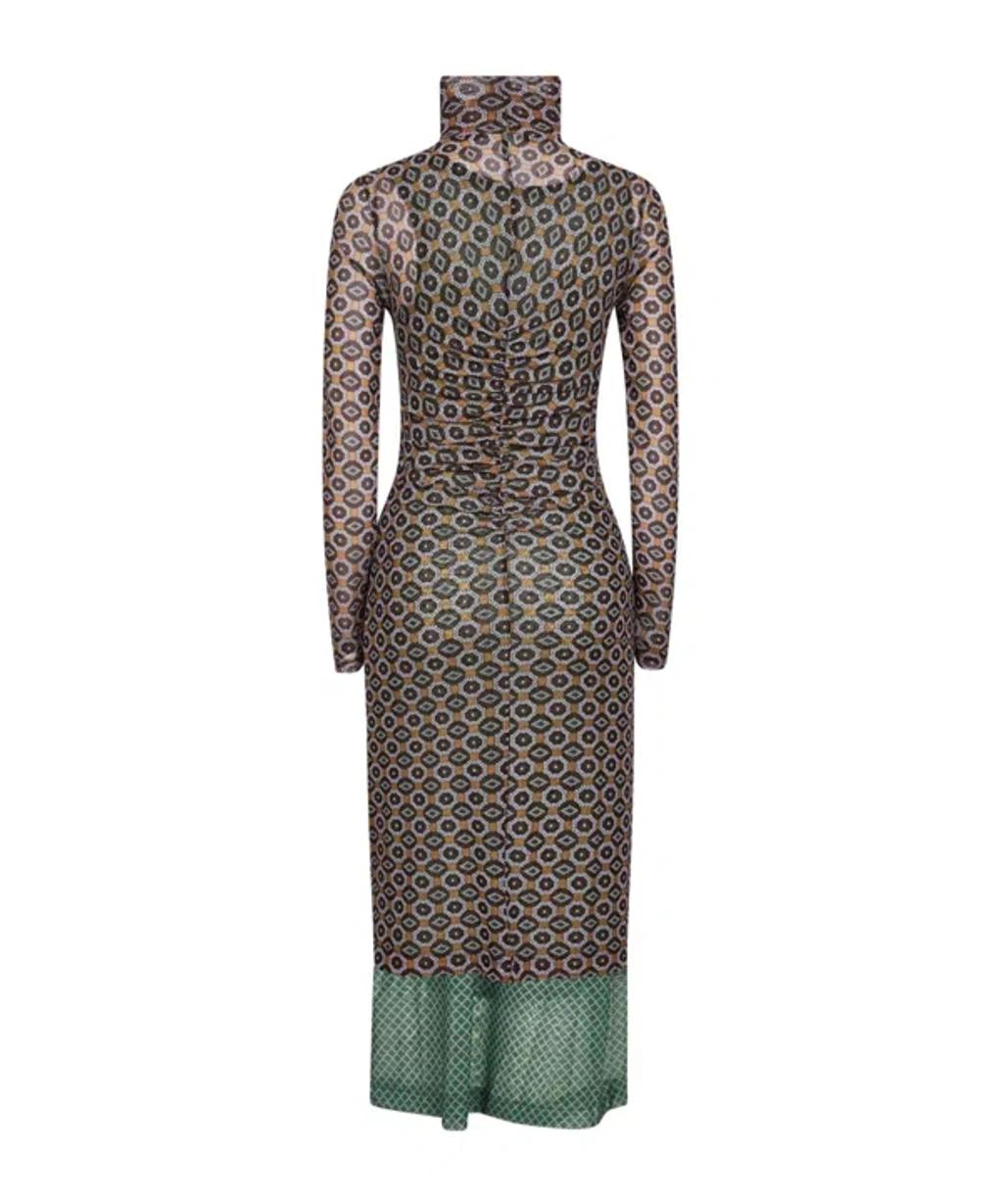 DRIES VAN NOTEN Hofes Turtleneck Sheer Layered Midi Dress In Green Product Image
