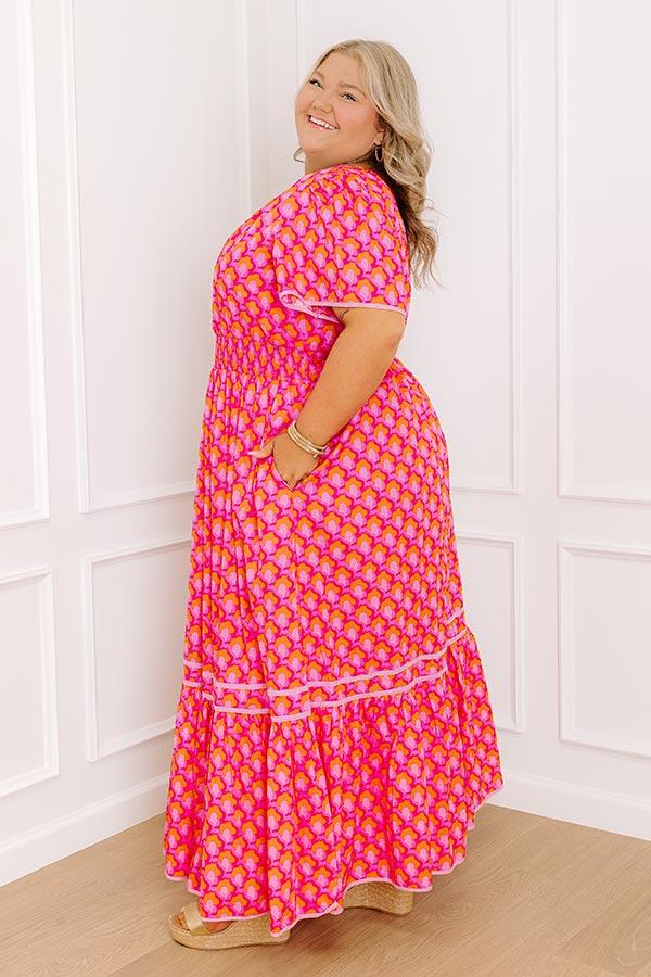 Santorini Bliss Maxi Dress in Pink Curves Product Image
