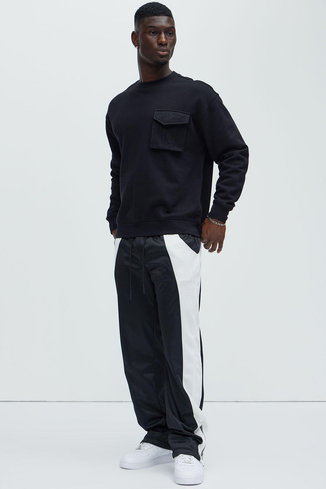 New York Cargo Pocket Crewneck Sweatshirt - Black Product Image