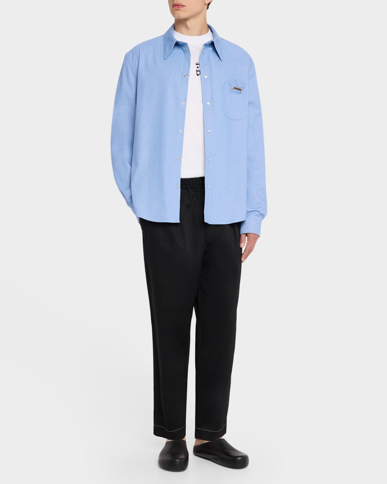 Men's Denim Point Collar Overshirt Product Image