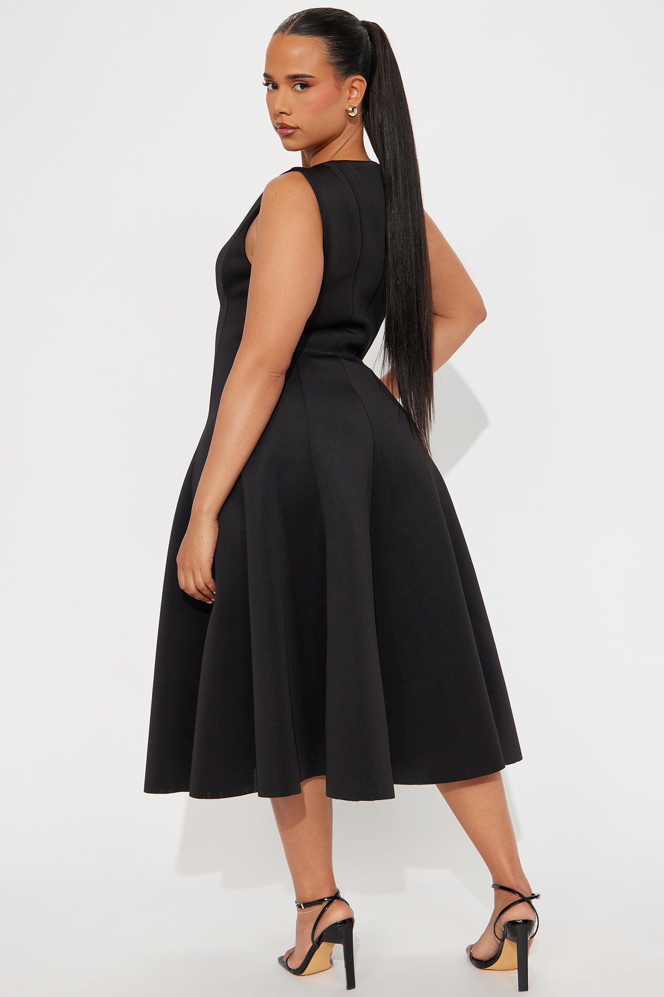 Sweet Sunday Pleated Midi Dress - Black Product Image
