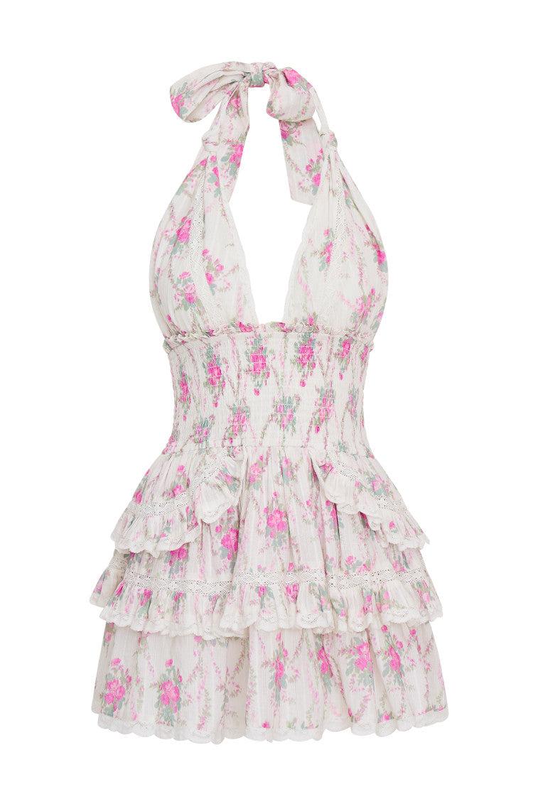 Deanna Cotton Floral Halter Dress Product Image