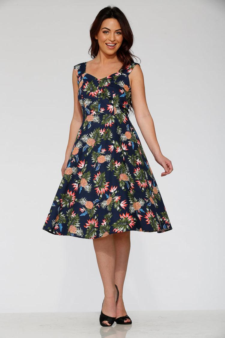 Navy Hawaiian Swing Dress Product Image