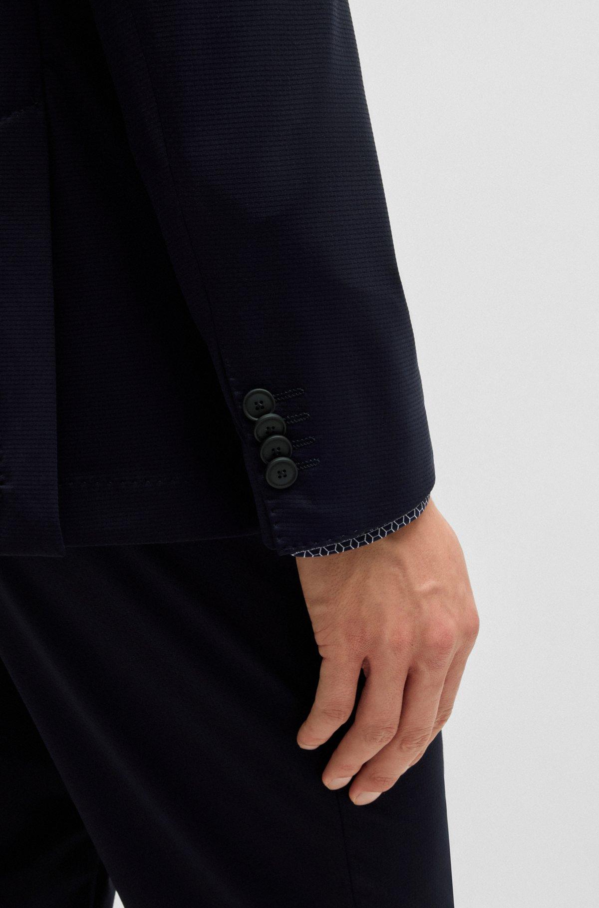 BOSS - Slim-fit washable suit in patterned performance-stretch fabric - Dark Blue Product Image