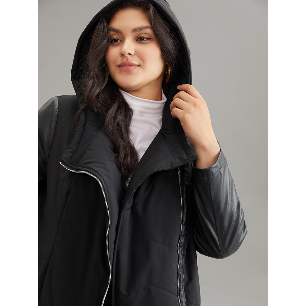 Plus Size Women Dailywear Plain Zipper No stretch 30/6X Pocket Belt Casual Quilted Jackets BloomChic Product Image