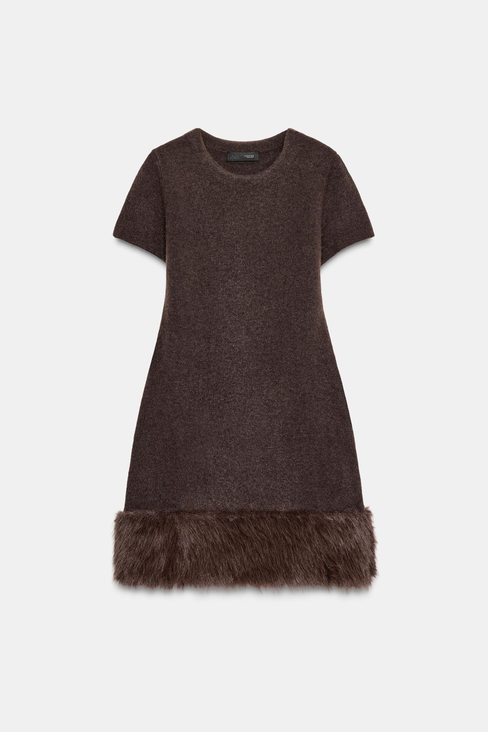 FAUX FUR KNIT DRESS Product Image