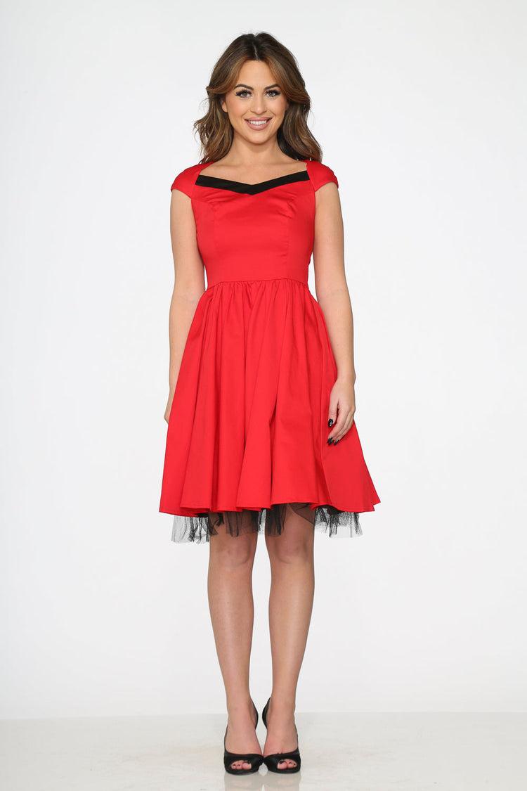 Red & Black Trim Swing Dress Product Image