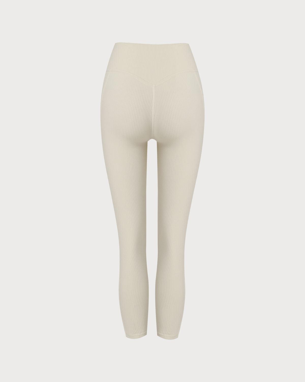 Beige Quick-drying High Waisted Yoga Leggings Product Image