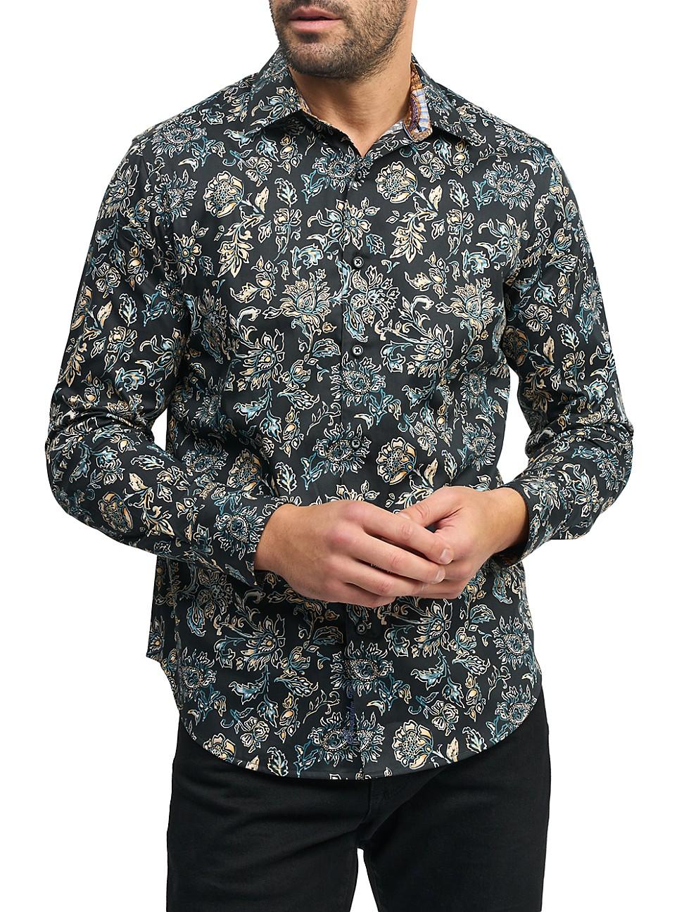 Mens Evans Floral Stretch Cotton Shirt Product Image