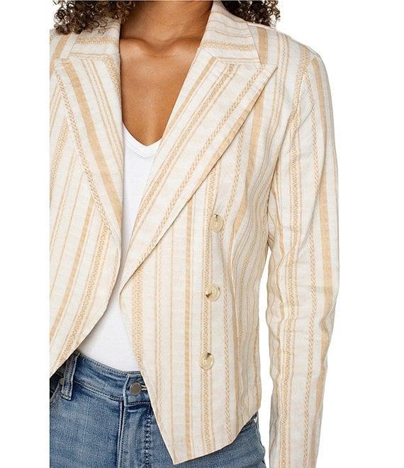 Liverpool Los Angeles Stripe Notch Collar Long Sleeve Open Front Blazer Product Image