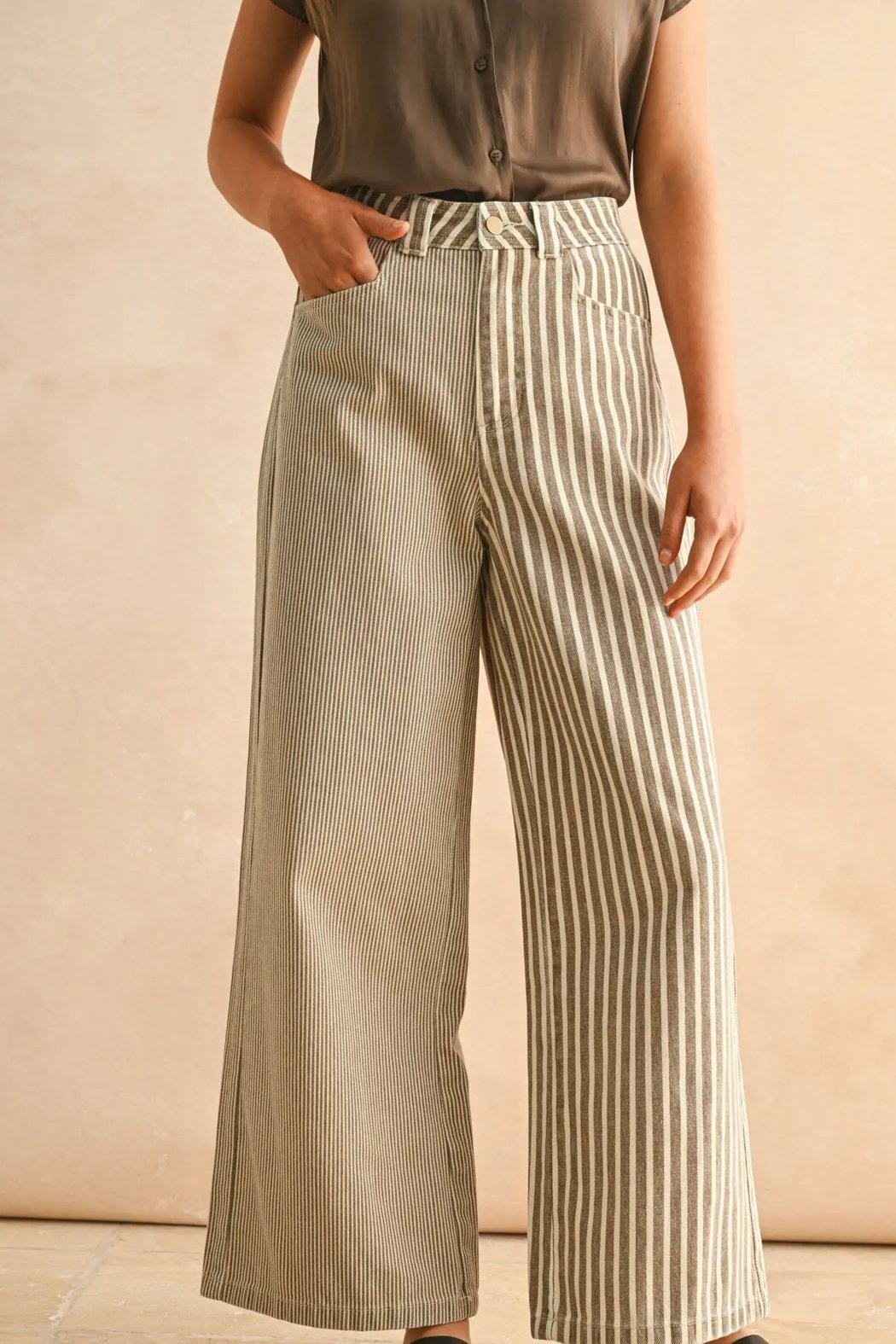 Mixed Fabric Pants Product Image