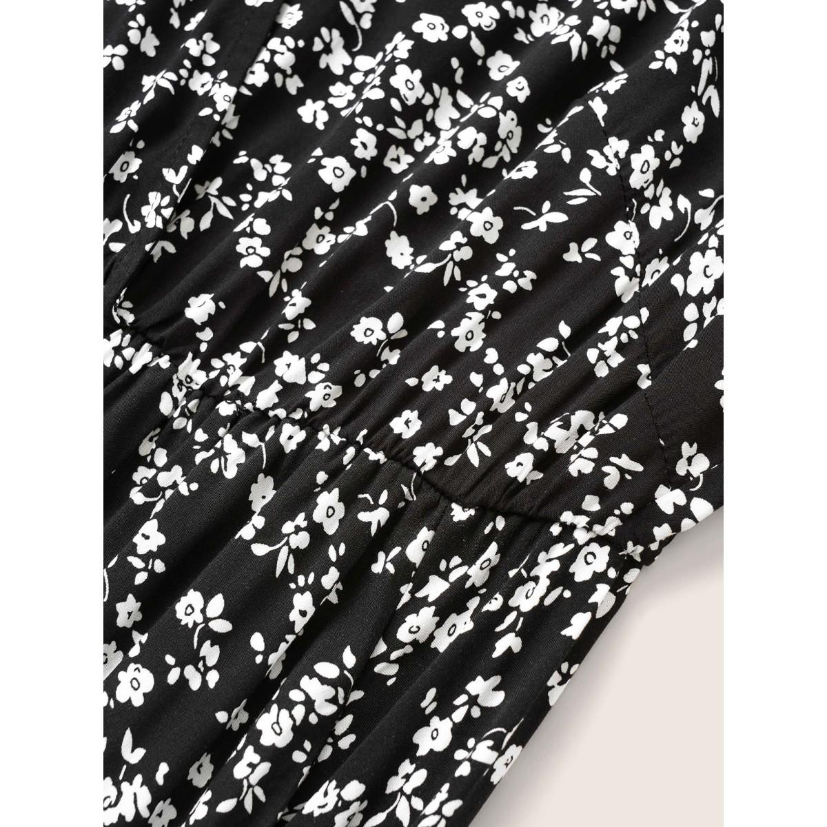 Plus Size Bloom Dress - Flutter Sleeve Ditsy Floral Pocket Split Maxi Dress LightGreen Women Romantic Slit V-neck Half Sleeve Curvy Long Dress BloomChic 10/M Product Image