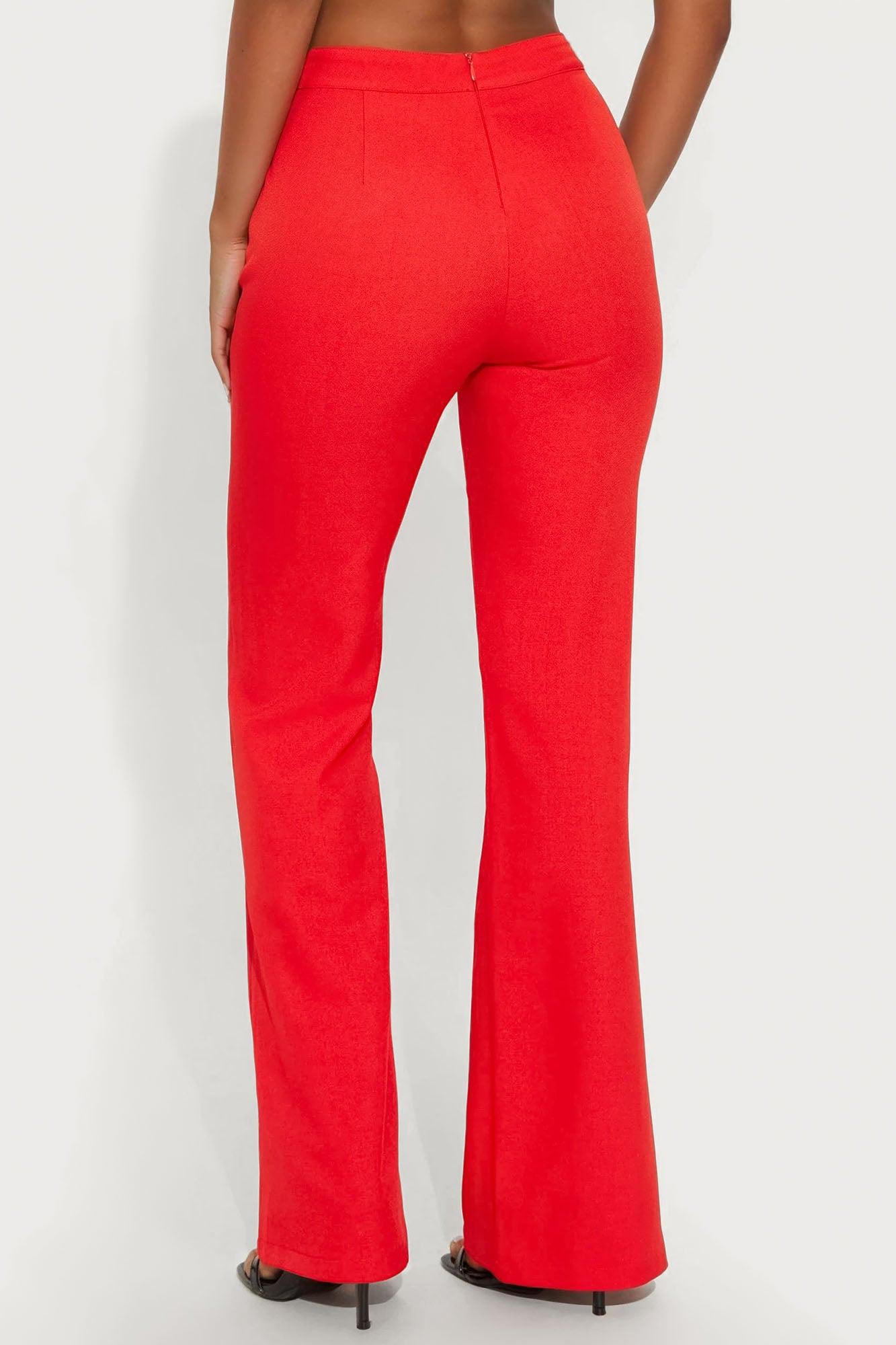 Abrina Twill Flare Pant - Red Female Product Image