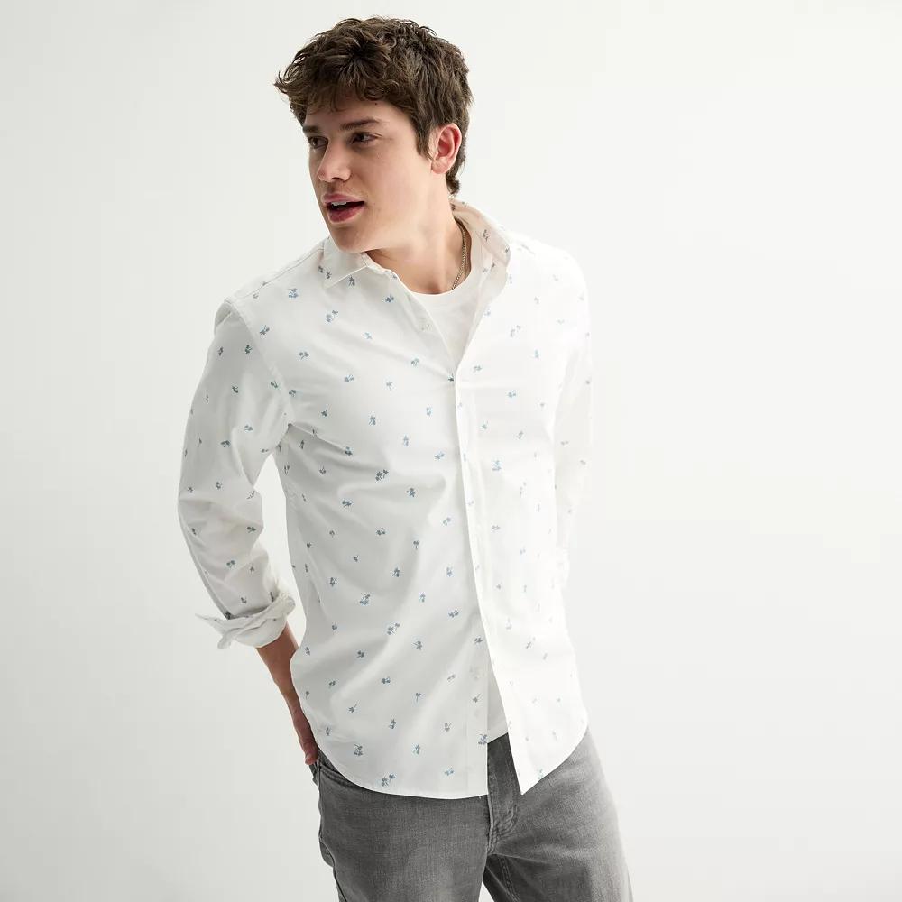 Men's Sonoma Goods For Life® Long-Sleeve Printed Slim Fit Performance Shirt,  Product Image