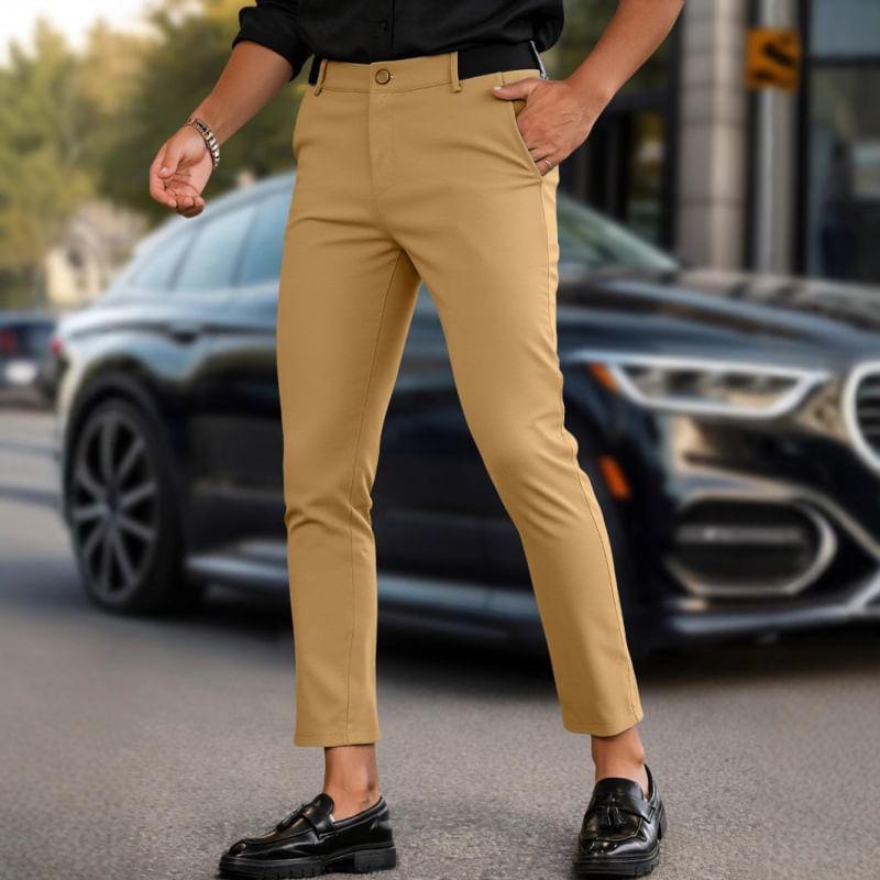 Mid Rise Plain Cropped Slim Fit Pants Product Image