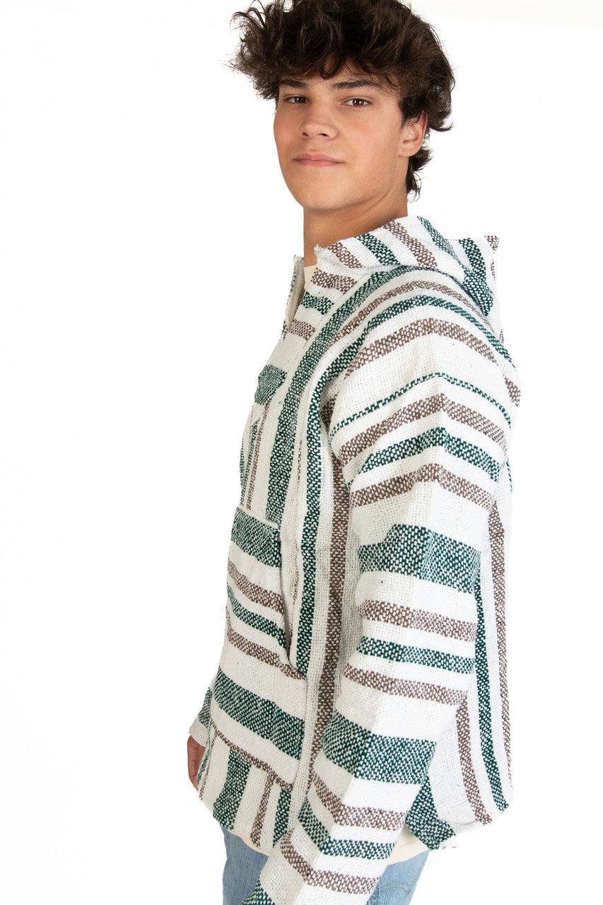 Lightweight Dark Green & Beige Baja Hoodie Product Image