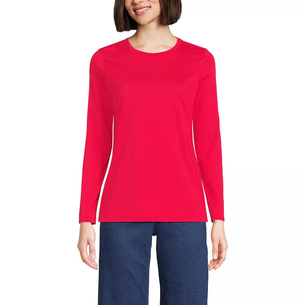 Petite Lands' End Relaxed-Fit Supima Long Sleeve Cotton Crewneck Tee, Women's,  Product Image