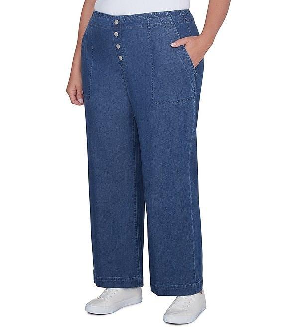 Ruby Rd. Plus Size Wide-Leg Button-Front Jeans Product Image