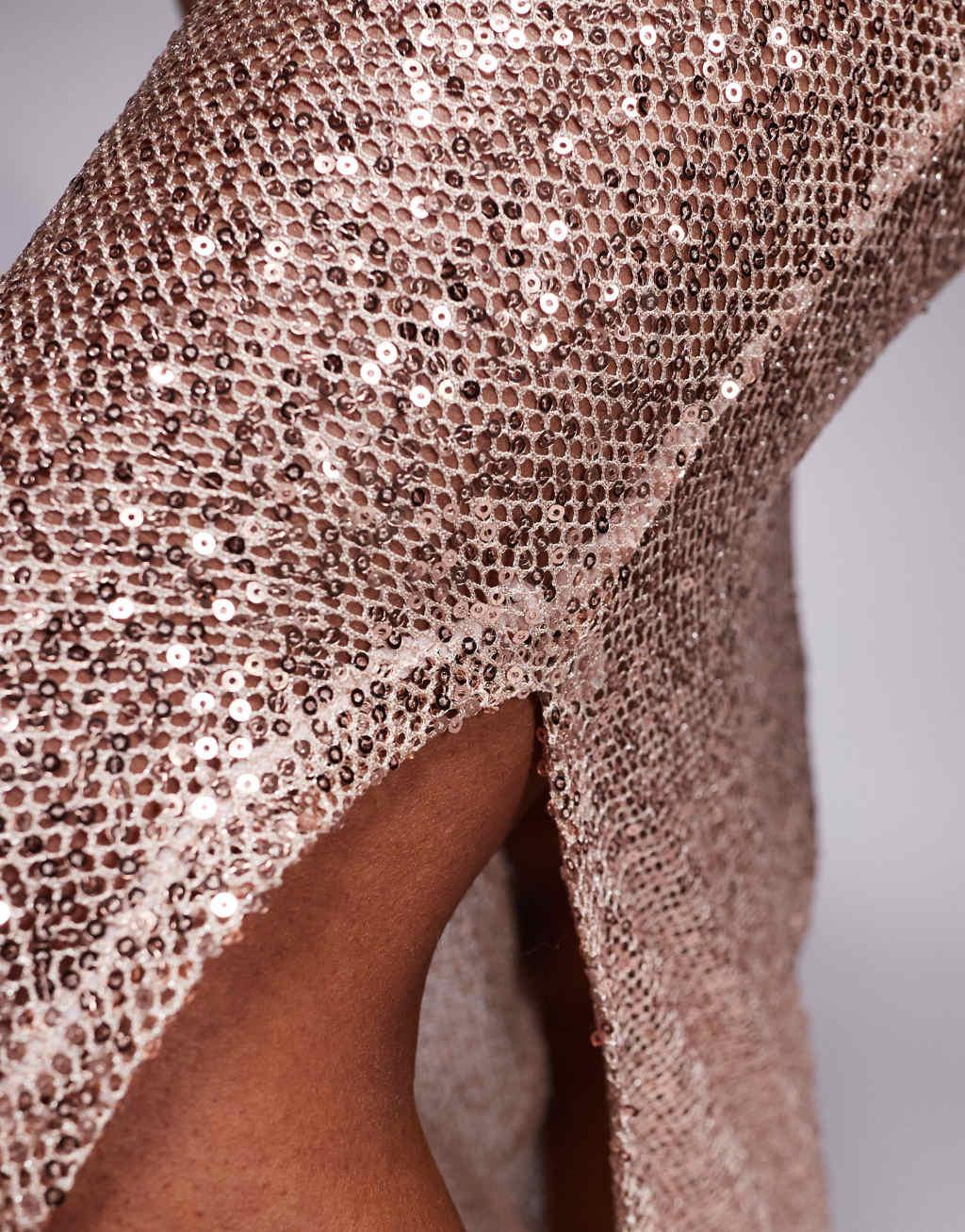 South Beach sequin maxi beach skirt in champagne Product Image