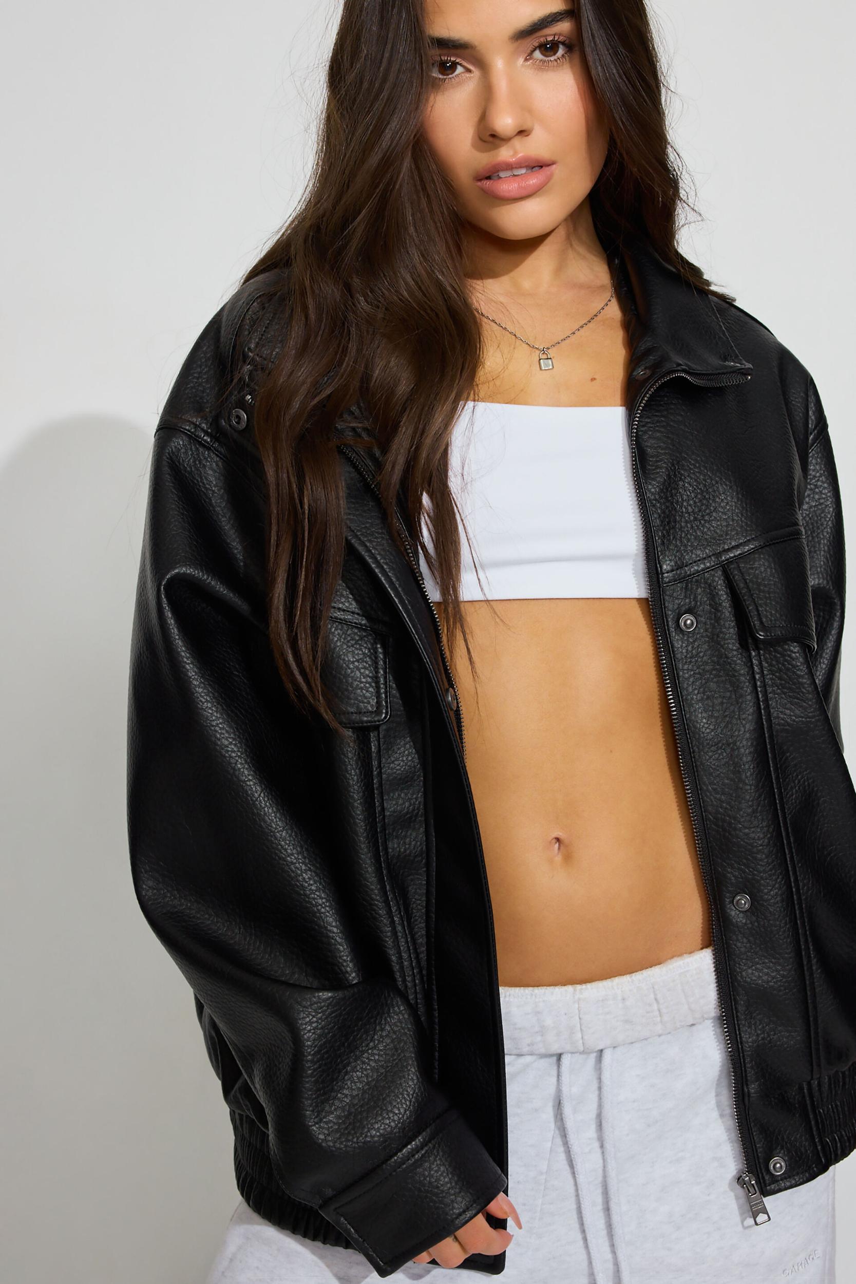 Oversized Faux Leather Bomber Product Image