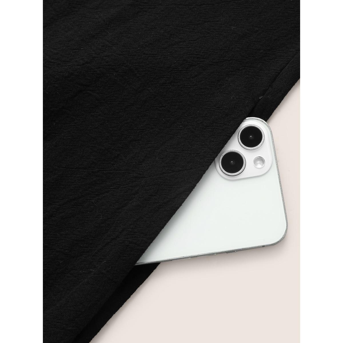 Plus Size Cotton Solid Adjustable Straps Pocket Midi Dress Black Women Leisure Gathered Non Sleeveless Curvy BloomChic 18-20/2X Product Image