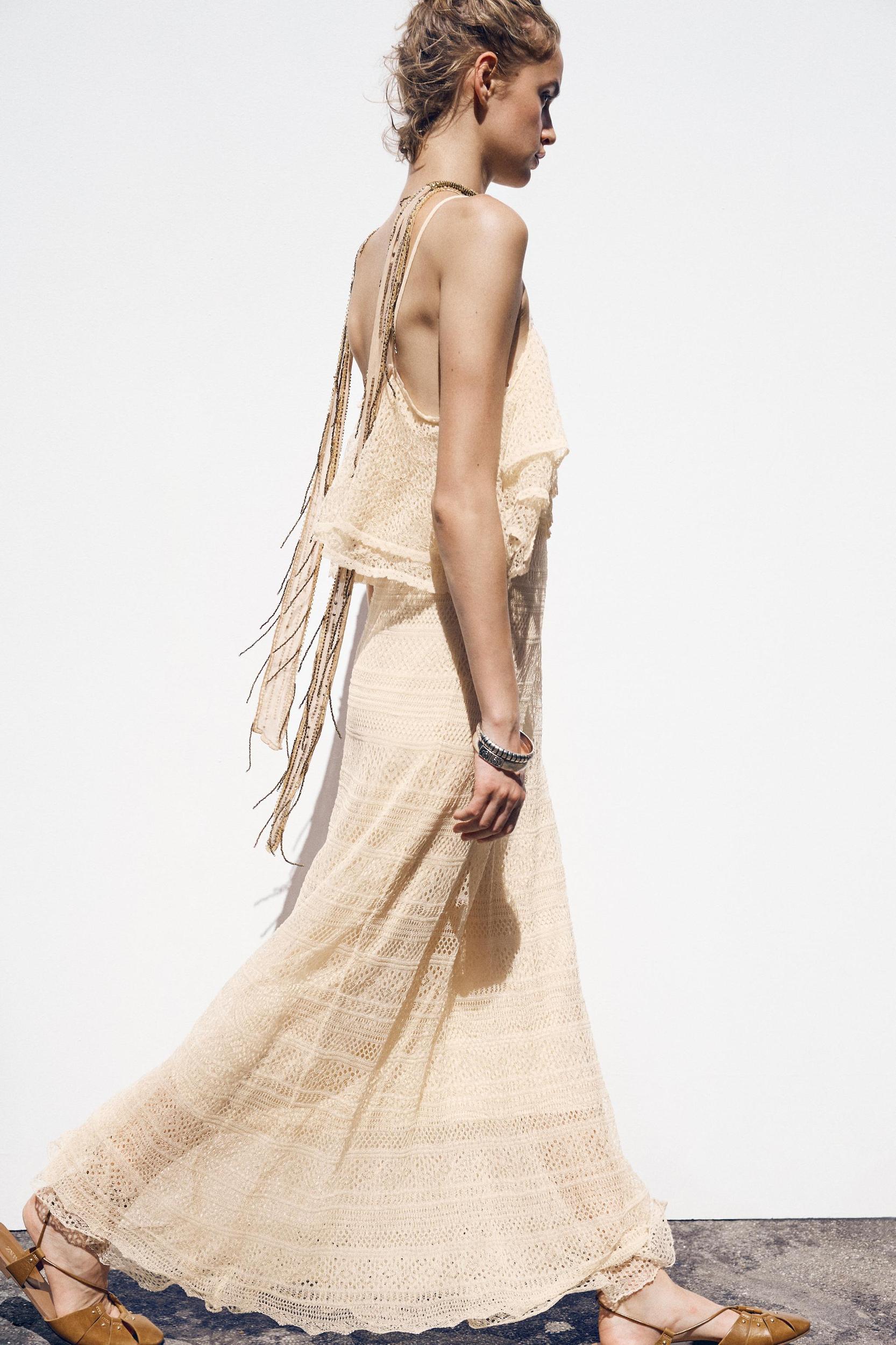 POINTELLE KNIT RUFFLED DRESS Product Image