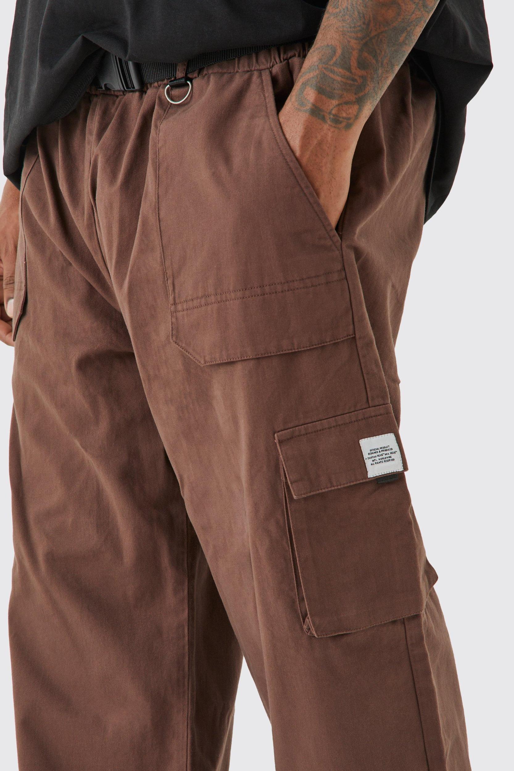 Plus Elasticated Waist Relaxed Fit Cargo Pants | boohooMAN USA Product Image